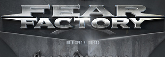The logo for fear factory.