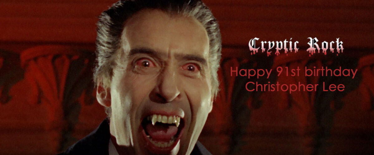 A birthday card for christopher lee with a picture of dracula.