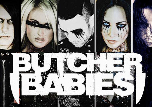 A group of people with the words butcher babies.