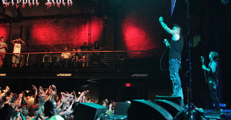 A crowd of people at a concert.