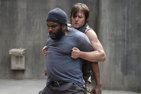 Tyreese (Chad Coleman) and Daryl Dixon (Norman Reedus) - The Walking Dead _ Season 4, Episode 3 - Photo Credit: Gene Page/AMC