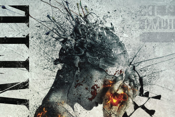 A poster for a horror movie with a man's head in flames.