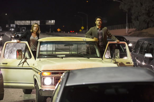 Kim Dickens as Madison and Cliff Curtis as Travis - Fear the Walking Dead _ Season 1, Episode 1 - Photo Credit: Justin Lubin/AMC