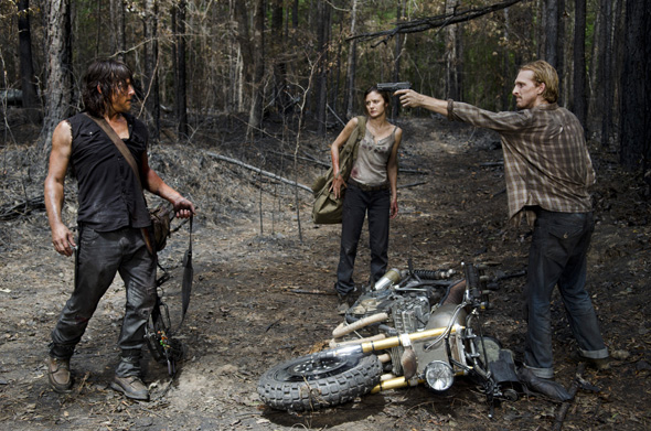 Norman Reedus as Daryl Dixon, Christine Evangelista as Honey and Austin Amelio as D - The Walking Dead _ Season 6, Episode 6 - Photo Credit: Gene Page/AMC