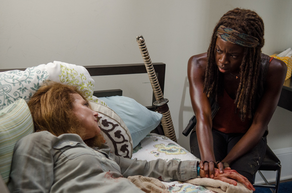 Tovah Feldshuh as Deanna and Danai Gurira as Michonne - The Walking Dead _ Season 6, Episode 8 - Photo Credit: Gene Page/AMC