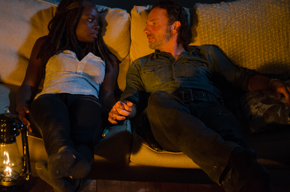 Danai Gurira as Michonne and Andrew Lincoln as Rick Grimes - The Walking Dead _ Season 6, Episode 10 - Photo Credit: Gene Page/AMC