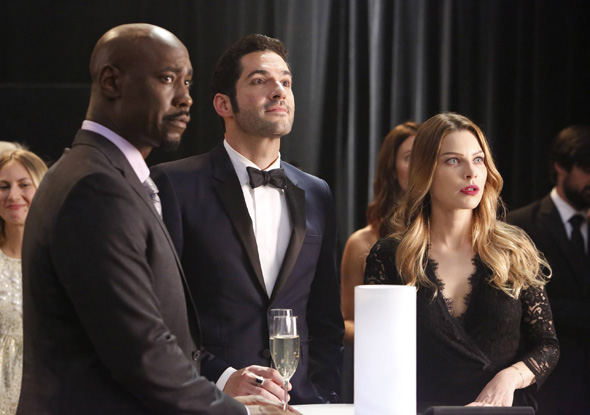 LUCIFER: L-R: DB Woodside, Tom Ellis and Lauren German in the “Wingman” episode of LUCIFER airing Monday, March 7 (9:01-10:00 PM ET/PT) on FOX. ©2016 Fox Broadcasting Co. CR: FOX