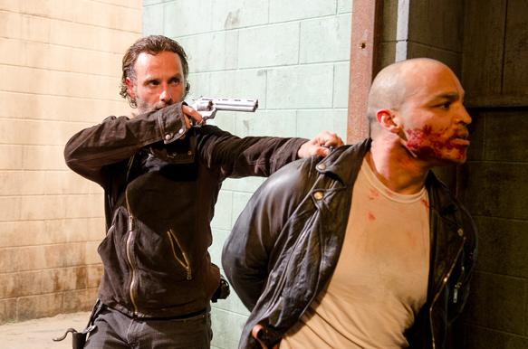 Andrew Lincoln as Rick Grimes and ? - The Walking Dead _ Season 6, Episode 13 - Photo Credit: Gene Page/AMC