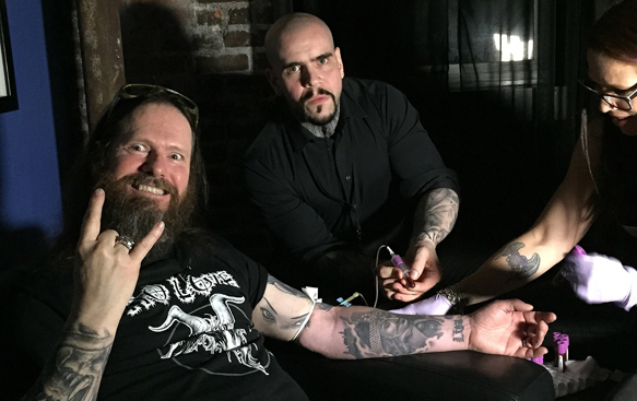 Vincent Castiglia withdrawing blood from Gary Holt