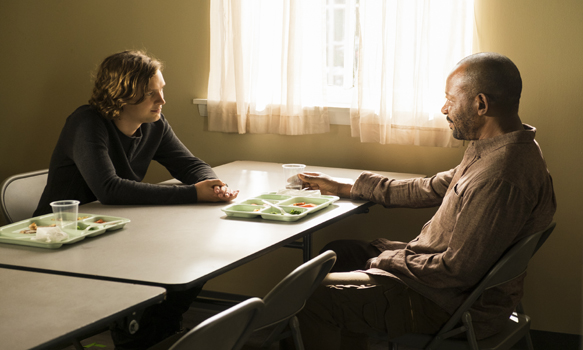 Lennie James as Morgan Jones, Logan Miller as Benjamin - The Walking Dead _ Season 7, Episode 2 - Photo Credit: Gene Page/AMC