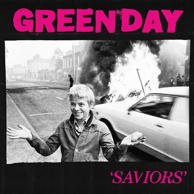The cover of greenday's saviors.