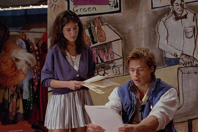 Jill Schoelen & Brad Pitt in Cutting Class (1989)
