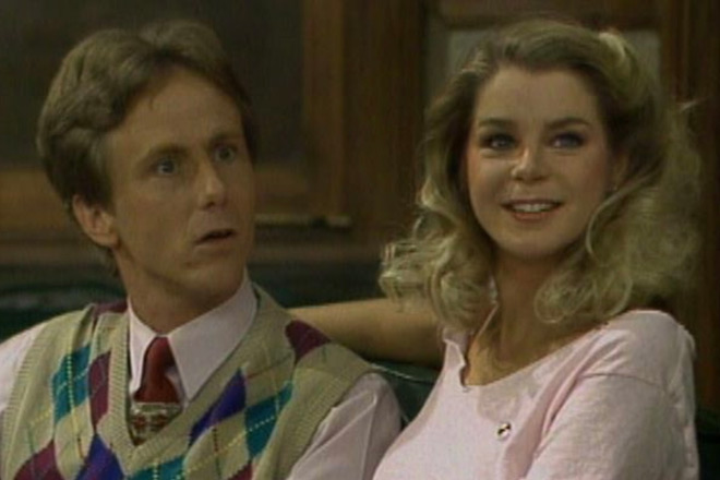 Kristine DeBell and Harry Anderson in Night Court